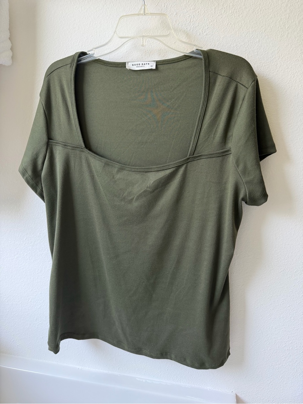 Olive Square-Neck Short Sleeve Tee